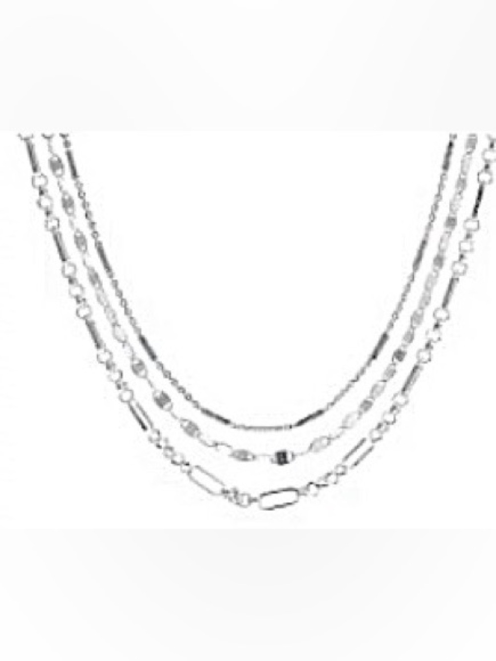 Sterling Silver Valentino Rolo Station & Bar Station 20” Chain Necklace Set of 3
